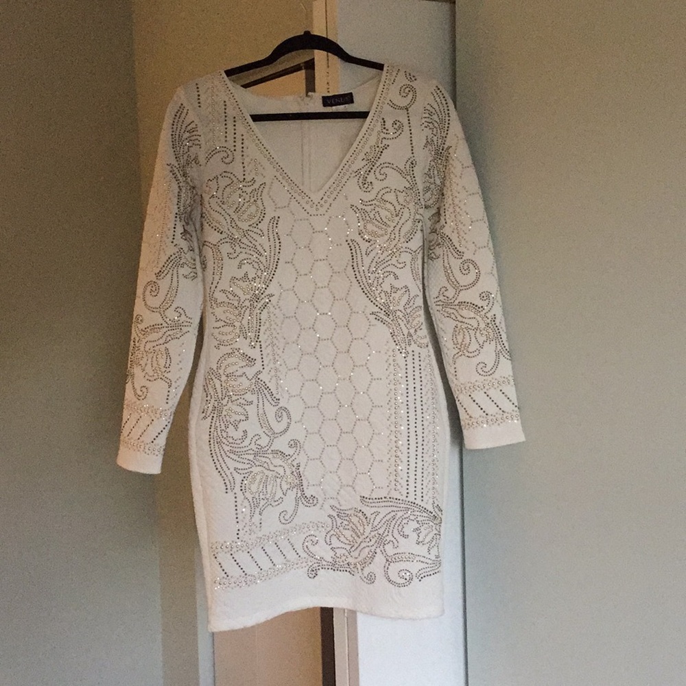 Venus embroidered gold studded dress